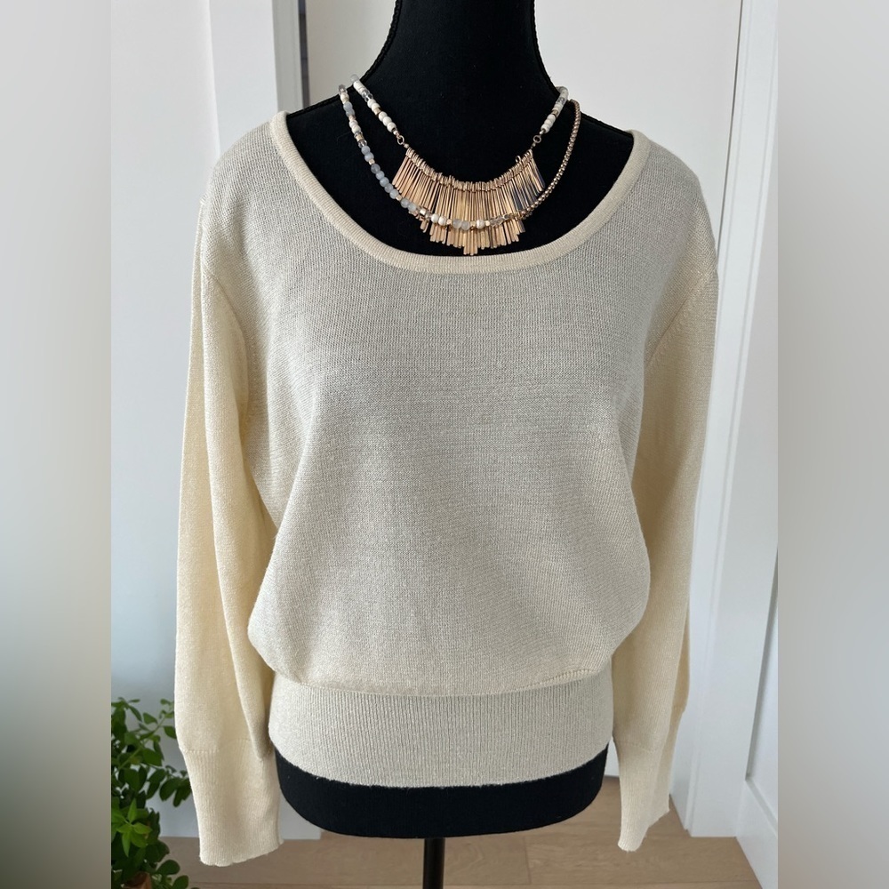 JEANNE PIERRE Vintage Sweater Pullover Long Sleeve Metallic Sparkle Dressy Chic